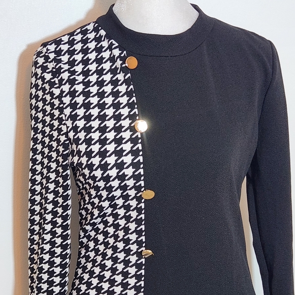 Emery Rose Black and White Houndstooth Blouse NWT Size Medium Houndstooth Top - Picture 4 of 8